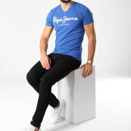 Pepe Jeans - Tee Shirt Original Stretch Bleu Roi