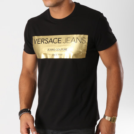 Versace Jeans Couture - Tee Shirt Print 4 Foil B3GSB76V Noir Doré
