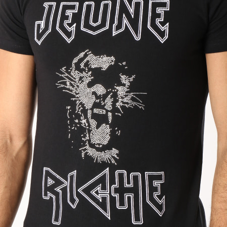Jeune Riche - Tee Shirt Panthera Strass Noir Argent 