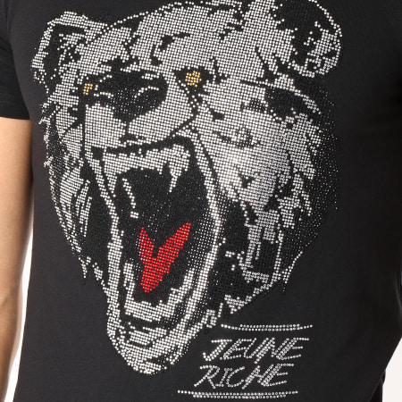 Jeune Riche - Tee Shirt Grizzly Strass Noir Argenté