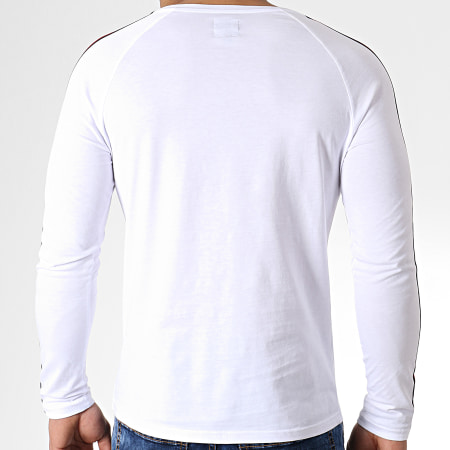 LBO - Tee Shirt Manches Longues Avec Bandes Noir Et Rouge 532 Blanc