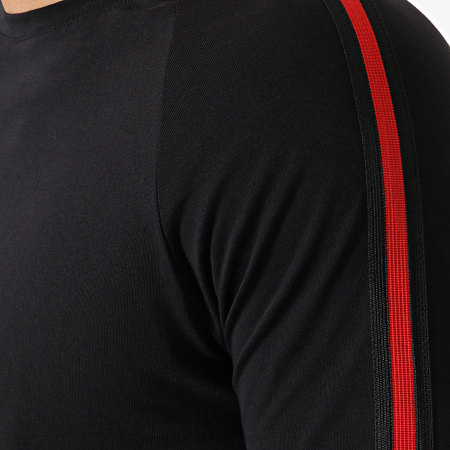 LBO - Tee Shirt Manches Longues Avec Bandes Noir Et Rouge 533 Noir