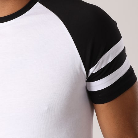 LBO - Tee Shirt Oversize Raglan Avec Bandes 556 Blanc Noir