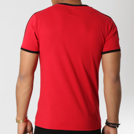 LBO - Tee Shirt Avec Bandes Noir Et Rouge 523 Rouge