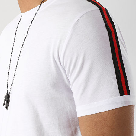 LBO - Tee Shirt Oversize Avec Bandes Cotés Noir Et Rouge 526 Blanc