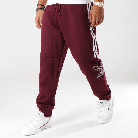 Adidas Originals - Pantalon Jogging Outline DH7073 Bordeaux Blanc