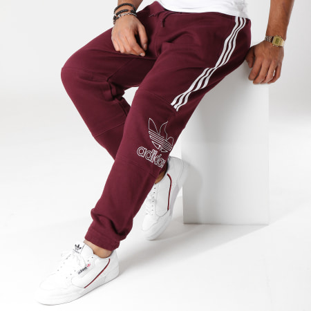 Adidas Originals - Pantalon Jogging Outline DH7073 Bordeaux Blanc
