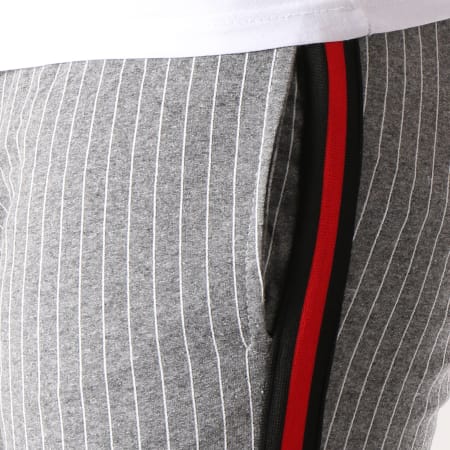 Classic Series - Pantalon Rayé Avec Bandes 2218 Gris Chiné Rouge Noir