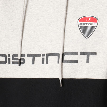 Distinct - Sweat Capuche Racing Noir Gris Chiné
