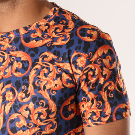 Frilivin - Tee Shirt Oversize 5117 Bleu Marine Orange Renaissance