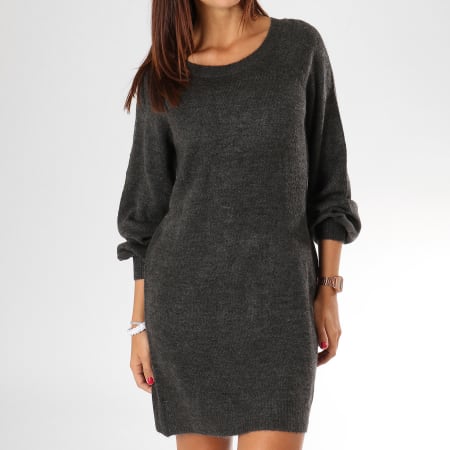 Only - Robe Femme Manches Longues Miramar Gris Anthracite