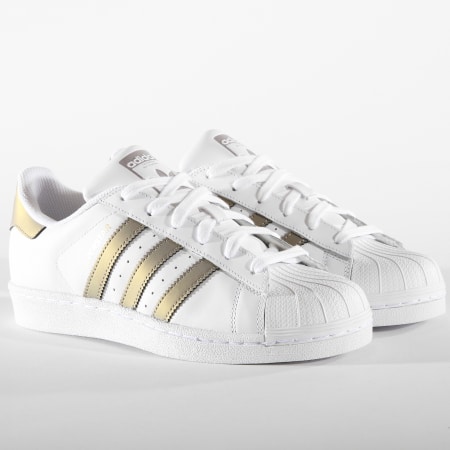 Adidas Originals - Baskets Superstar D98001 Footwear White Grey Four Gold Metalic