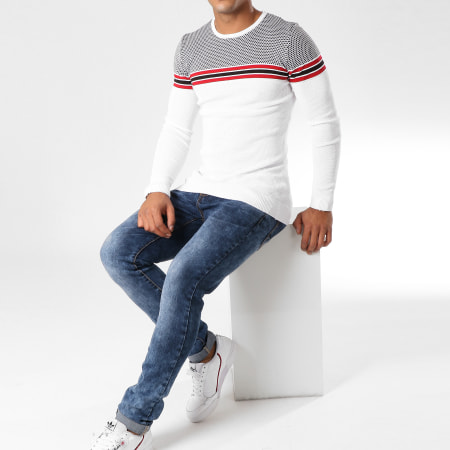 Classic Series - Pull AD009 Blanc Noir Rouge