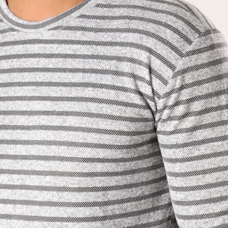 Frilivin - Tee Shirt Manches Longues Oversize 3912 Gris Chiné Blanc