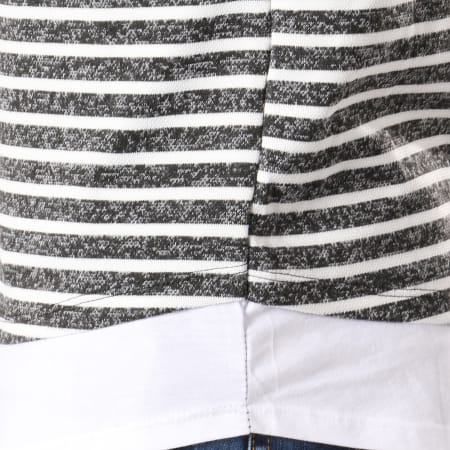 Frilivin - Tee Shirt Manches Longues Oversize 3912 Gris Anthracite Chiné Blanc
