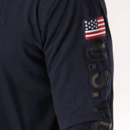 US Polo ASSN - Sweat Zippé Capuche Logo Bleu Marine Vert Kaki 