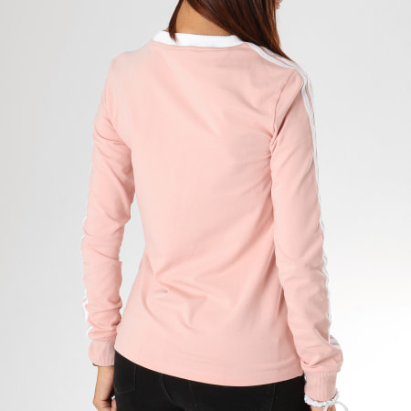 Adidas Originals - Tee Shirt Manches Longues Femme 3 Stripes DH4431 Rose Poudré
