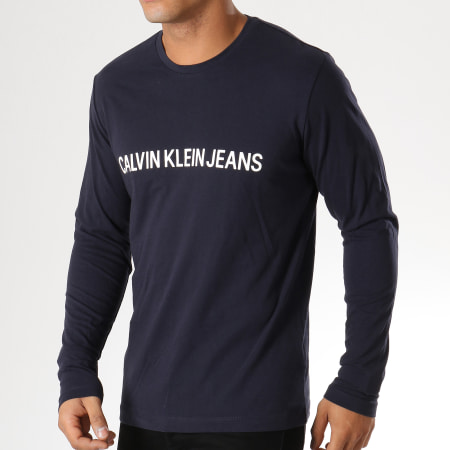 Calvin Klein - Tee Shirt Manches Longues Institutional 9592 Bleu Marine
