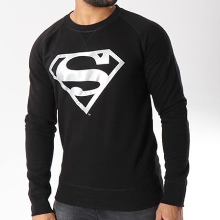 DC Comics - Tee Shirt Manches Longues Silver Logo Noir