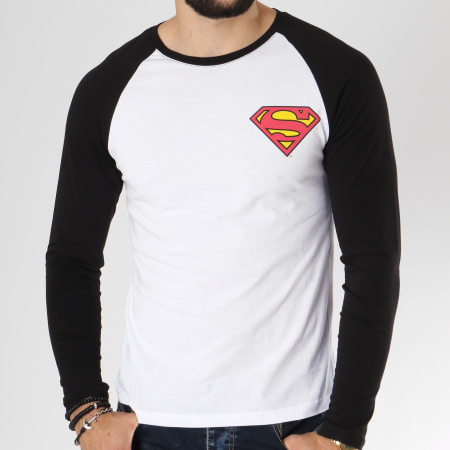 DC Comics - Tee Shirt Manches Longues Classic Logo Back Blanc Noir