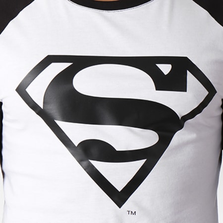 DC Comics - Tee Shirt Manches Longues Logo Blanc Noir