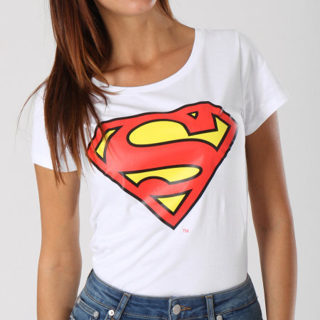 DC Comics - Camiseta de mujer Classic Logo Camiseta Blanco