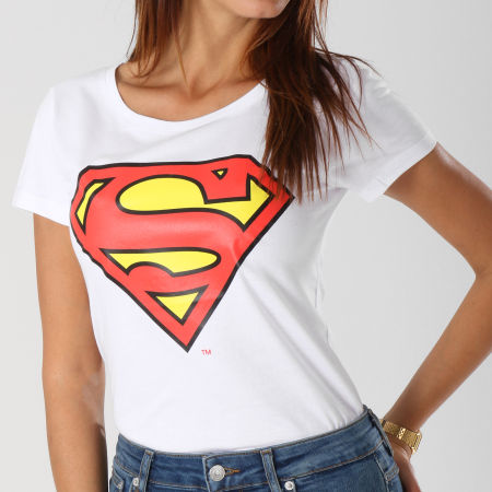 DC Comics - Camiseta de mujer Classic Logo Camiseta Blanco