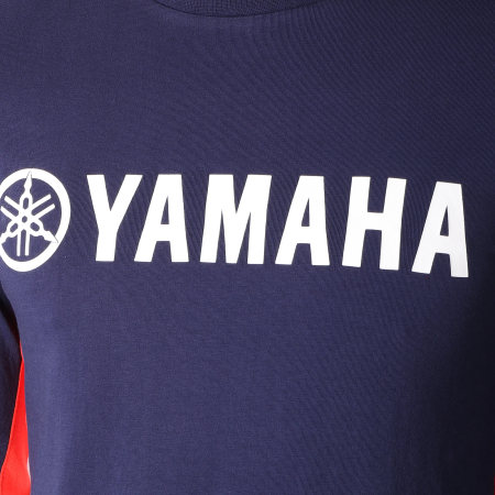 Yamaha - Tee Shirt Manches Longues Avec Bandes Long Bleu Marine Blanc Rouge