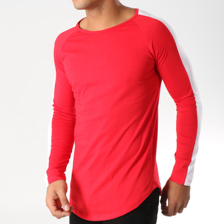 Frilivin - Tee Shirt Manches Longues Oversize 6678 Rouge Blanc
