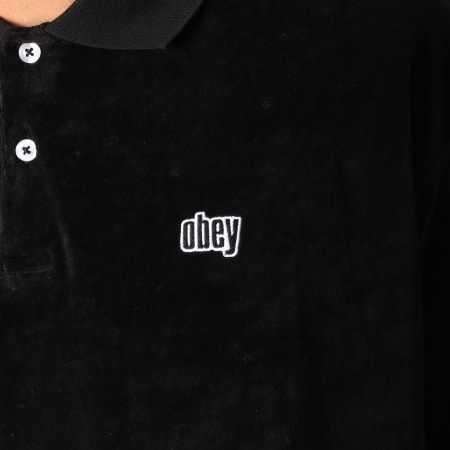 Obey - Polo Manches Longues Velours Saucer Noir