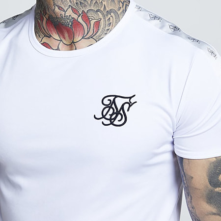 SikSilk - Tee Shirt Oversize Bandes Brodées Hem Gym 13350 Blanc
