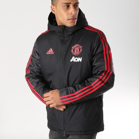 Adidas Sportswear - Veste Zippée Capuche Winter Manchester United CW7626 Noir Rouge