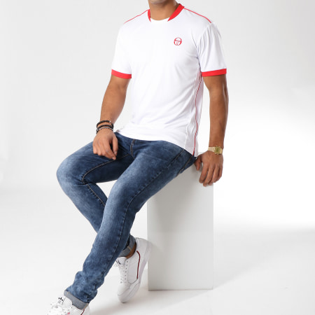 Sergio Tacchini - Tee Shirt De Sport Club Tech Blanc Rouge