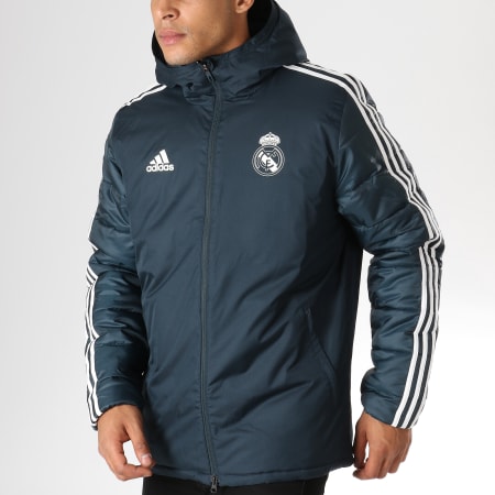 Adidas Sportswear - Veste Outdoor Zippée Capuche Real De Madrid CW8662 Bleu Marine Blanc