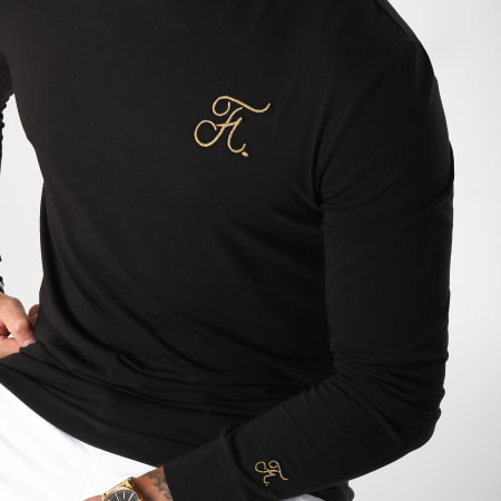 Final Club - Tee Shirt Manches Longues Oversize Gold Label Avec Broderie Or 101 Noir