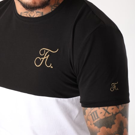 Final Club - Tee Shirt Oversize Gold Label Bicolore Avec Broderie Or 108 Blanc Noir