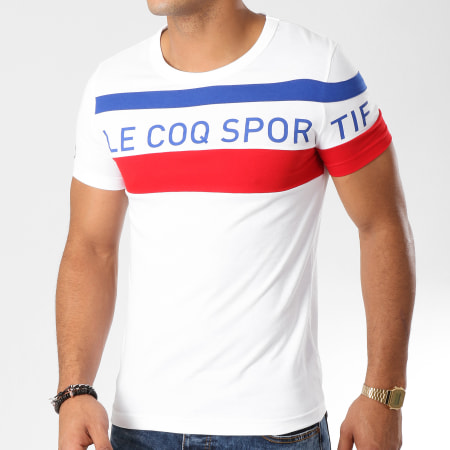 Le Coq Sportif - Tee Shirt Essential N5 Blanc Bleu Marine Rouge