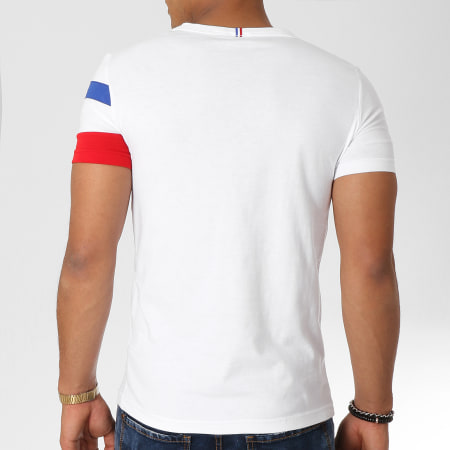 Le Coq Sportif - Tee Shirt Essential N5 Blanc Bleu Marine Rouge