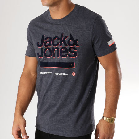 Jack And Jones - Tee Shirt Blake Bleu Marine Chiné