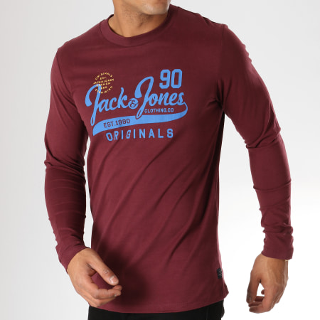 Jack And Jones - Tee Shirt Manches Longues Roak Bordeaux