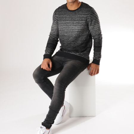 Selected - Pull Andrew Noir Gris Chiné