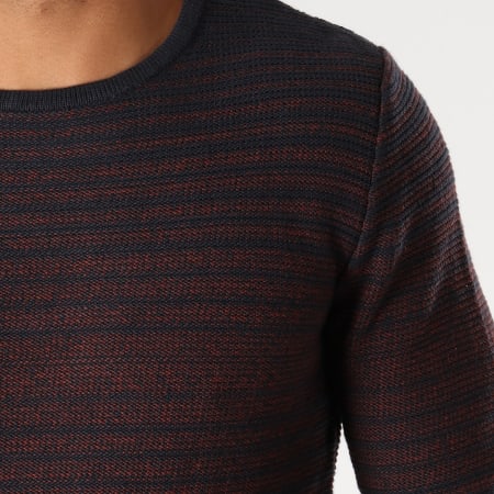 Selected - Pull Andrew Bleu Marine Bordeaux Chiné
