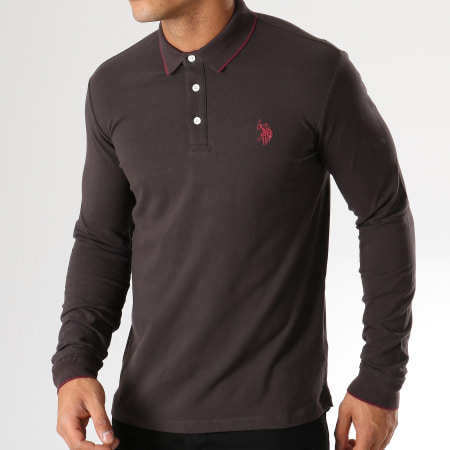 US Polo ASSN - Polo Manches Longues Double Horse Gris Anthracite