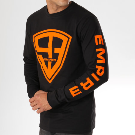 93 Empire - Tee Shirt Manches Longues 93 Empire Sleeves Noir Orange