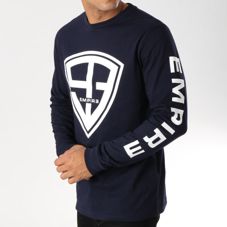 93 Empire - Tee Shirt Manches Longues 93 Empire Sleeves Bleu Marine
