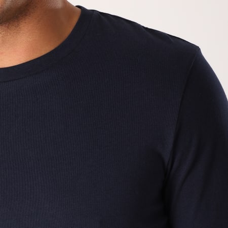 Celio - Tee Shirt Manches Longues Ametricolo Bleu Marine Ecru Blanc