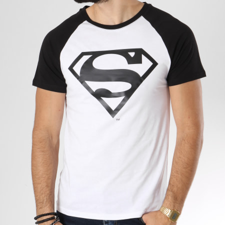 DC Comics - Tee Shirt Raglan Logo Blanc Noir