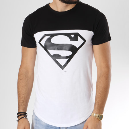 DC Comics - Tee Shirt Oversize Bicolore Logo Blanc Noir