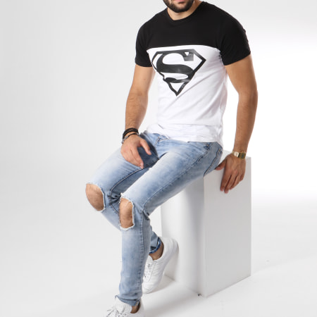 DC Comics - Tee Shirt Oversize Bicolore Logo Blanc Noir