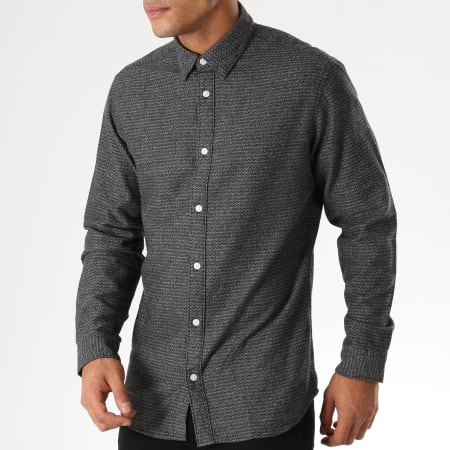 Selected - Chemise Manches Longues Slimandrew Gris Anthracite Chiné